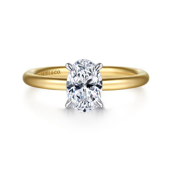 Gabriel - 14K White&Yellow Gold Oval Solitaire Engagement Ring