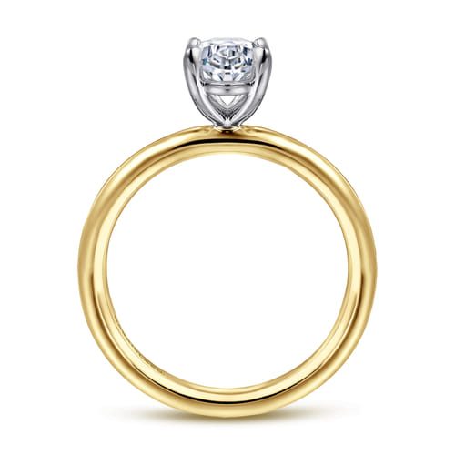 14K White&Yellow Gold Oval Solitaire Engagement Ring
