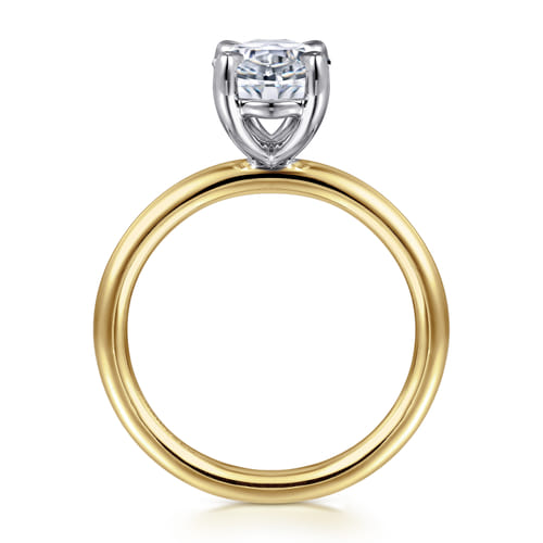 14K White&Yellow Gold Oval Solitaire Engagement Ring