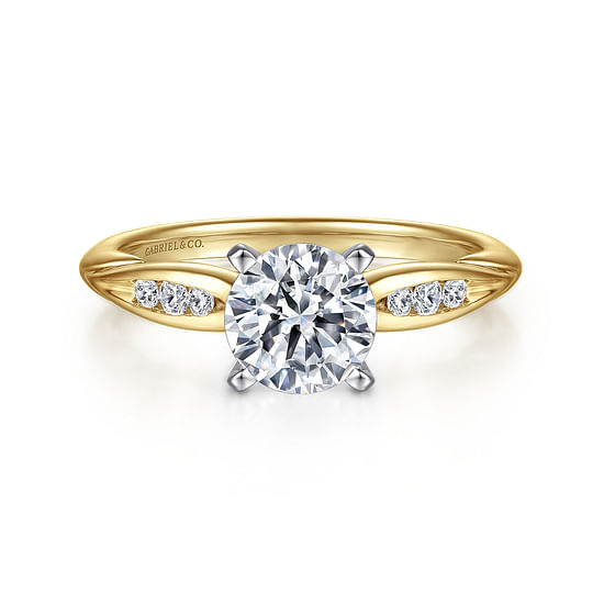 Gabriel - 14K White&Yellow Gold Round Diamond Engagement Ring