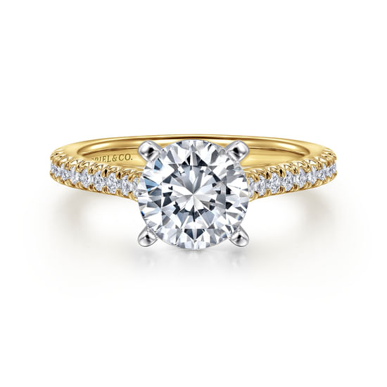 Gabriel - 14K White&Yellow Gold Round Diamond Engagement Ring