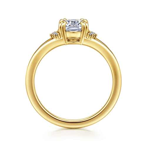 14K Y.Gold Split Shank Elongated Cushion Diamond Engagement Ring