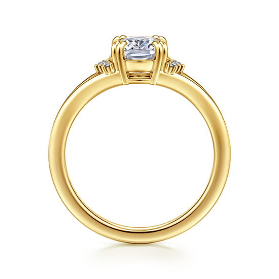 14K Y.Gold Split Shank Elongated Cushion Diamond Engagement Ring angle 2
