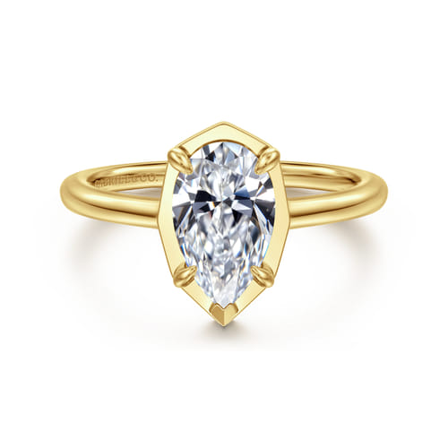14K Yel+D74low Gold Bezel Prong Pear Shape Diamond Engagement Ring 14K Yel+D74low Gold Bezel Prong Pear Shape Diamond Engagement Ring