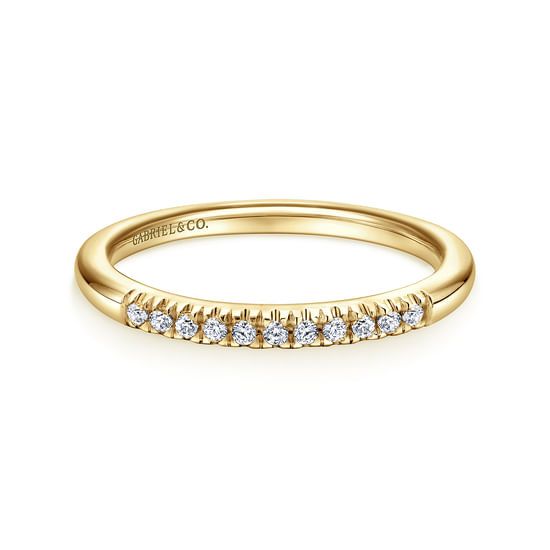 Gabriel - 14K Yellow  Gold 11 Stone French Pavé Set Diamond Wedding Band