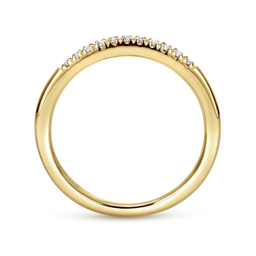14K Yellow  Gold 11 Stone French Pavé Set Diamond Wedding Band