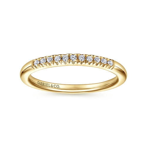 14K Yellow  Gold 11 Stone French Pavé Set Diamond Wedding Band