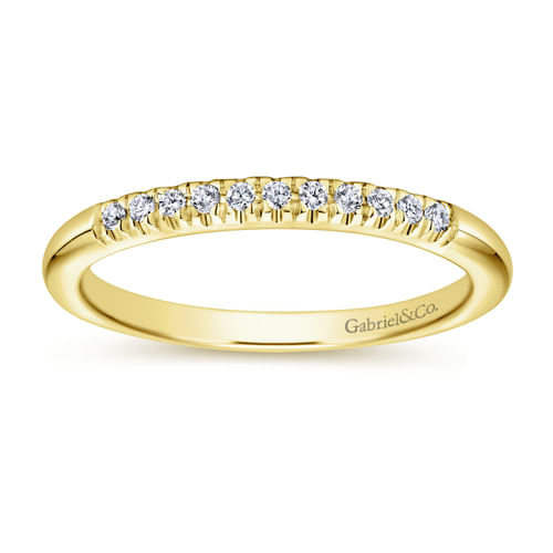 14K Yellow  Gold 11 Stone French Pavé Set Diamond Wedding Band