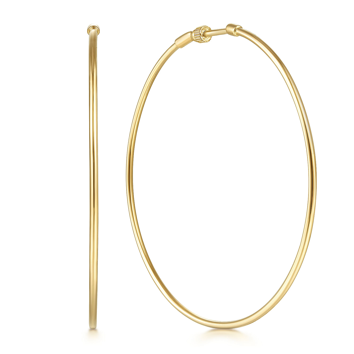 14K Yellow  Gold 60mm Round Classic Hoop Earrings