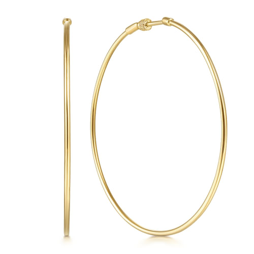14K Yellow  Gold 60mm Round Classic Hoop Earrings