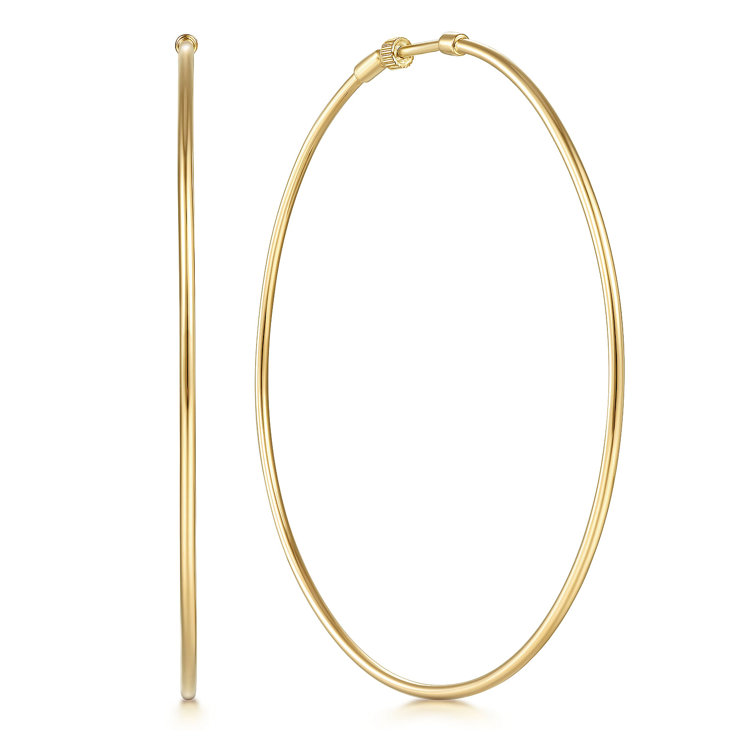 14K Yellow  Gold 70mm Round Classic Hoop Earrings