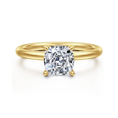 14K Yellow Gold  Cushion Diamond Engagement Ring