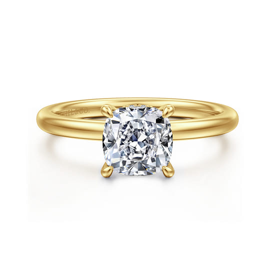 Gabriel - 14K Yellow Gold  Cushion Diamond Engagement Ring