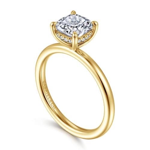 14K Yellow Gold  Cushion Diamond Engagement Ring