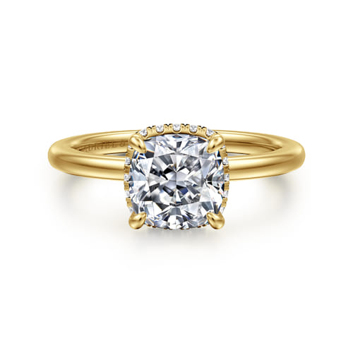14K Yellow Gold  Cushion Diamond Engagement Ring
