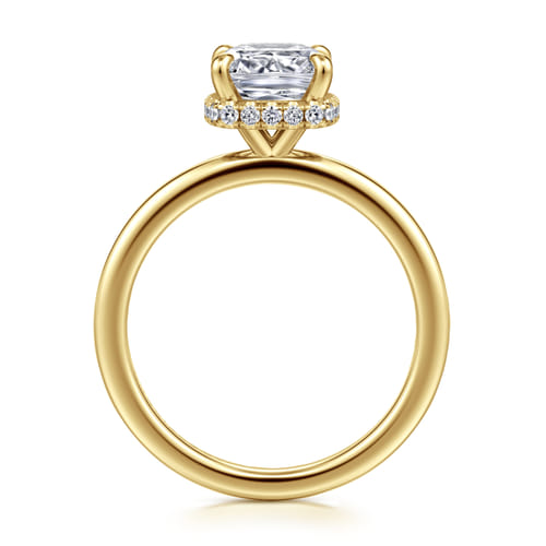 14K Yellow Gold  Cushion Diamond Engagement Ring