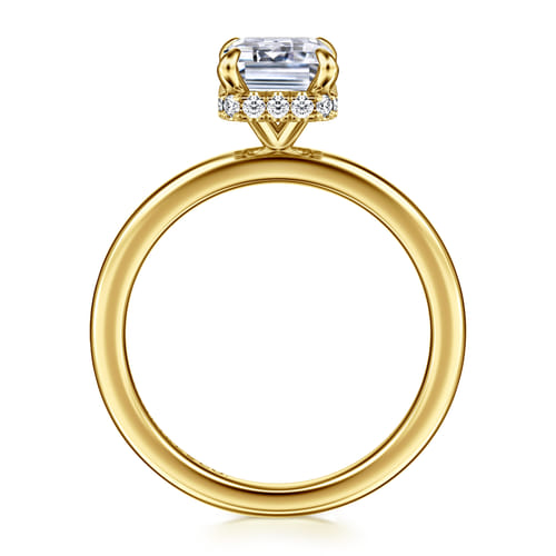 14K Yellow Gold  Emerald Cut Diamond Engagement Ring