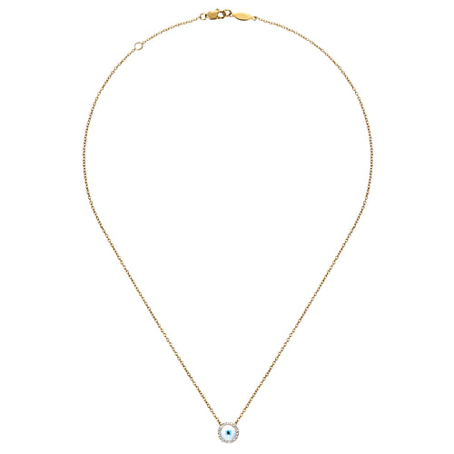 14K Yellow Gold  Evil Eye Necklace