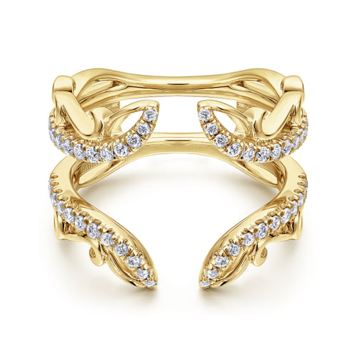 14K Yellow Gold  French Pavé Set Diamond Ring Enhancer