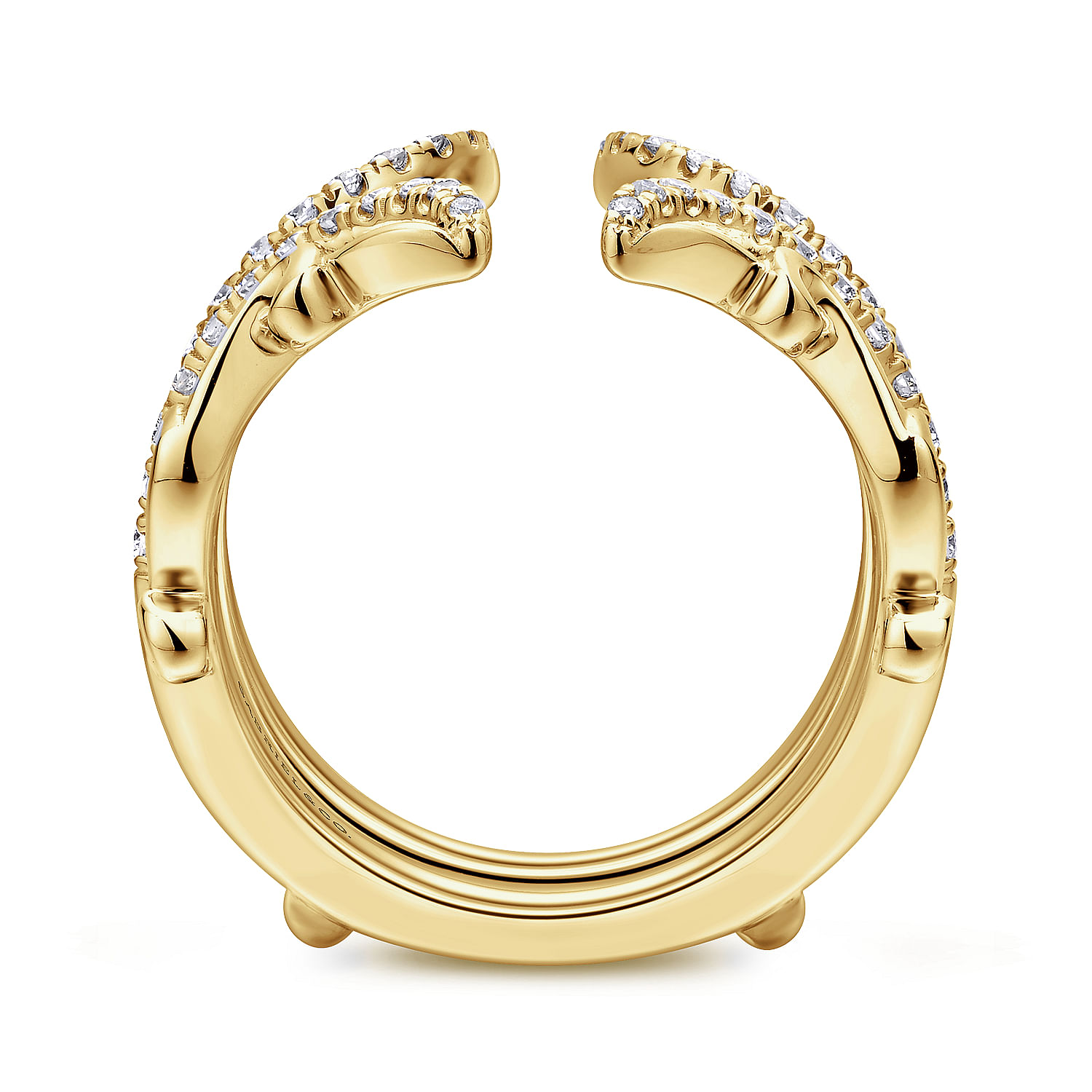 14K Yellow Gold  French Pavé Set Diamond Ring Enhancer