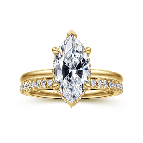 14K Yellow Gold  Marquise Shape Diamond Engagement Ring