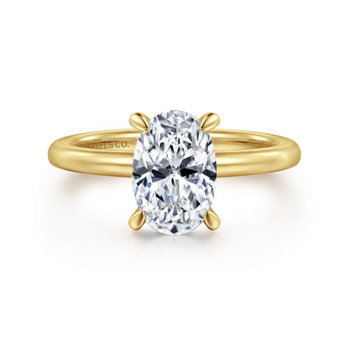 14K Yellow Gold  Oval Diamond Engagement Ring