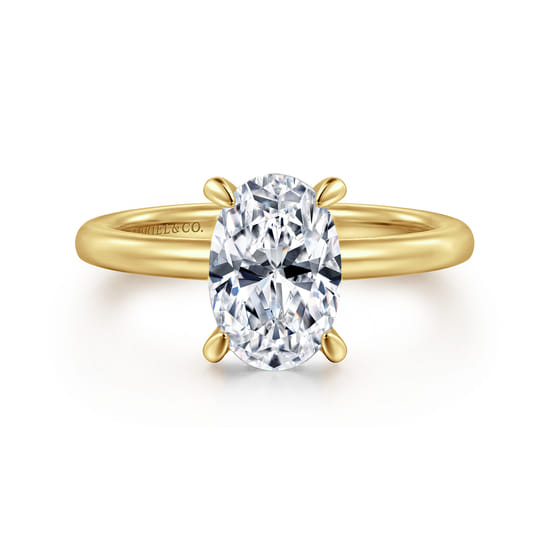 Gabriel - 14K Yellow Gold  Oval Diamond Engagement Ring