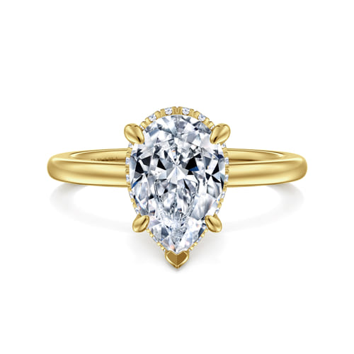 14K Yellow Gold  Pear Shape Diamond Engagement Ring