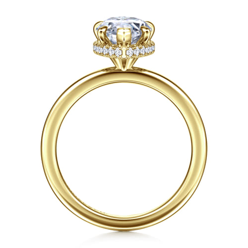 14K Yellow Gold  Pear Shape Diamond Engagement Ring