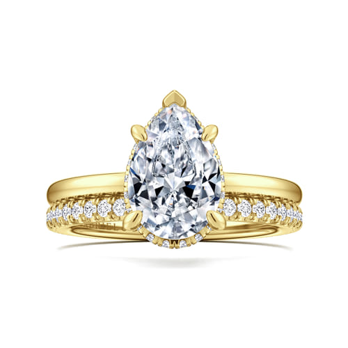 14K Yellow Gold  Pear Shape Diamond Engagement Ring