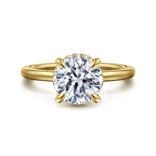 14K Yellow Gold  Round Diamond Engagement Ring