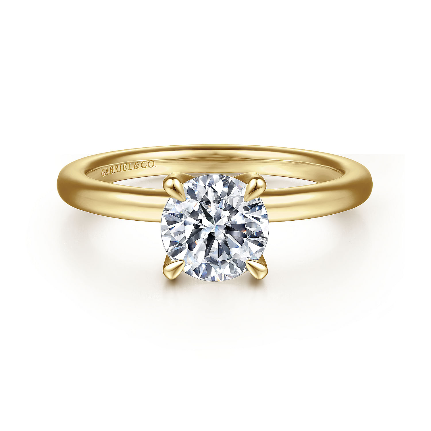 Gabriel - 14K Yellow Gold  Round Solitaire Diamond Engagement Ring