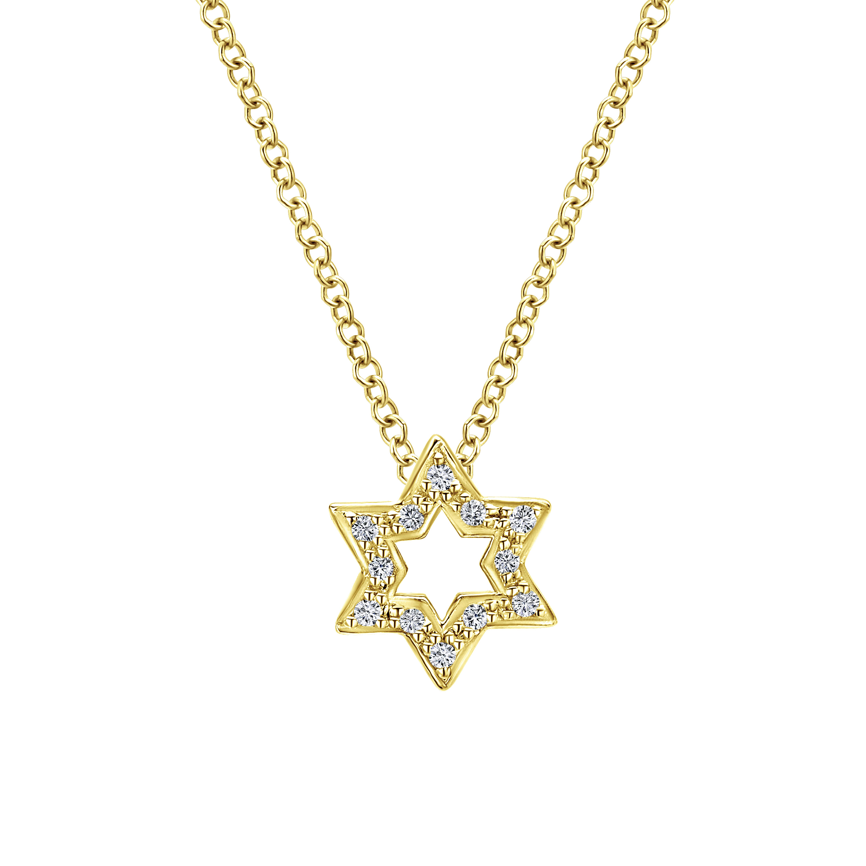 14K Yellow Gold  Star of David Pendant Necklace