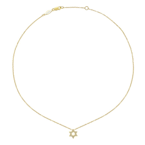 14K Yellow Gold  Star of David Pendant Necklace
