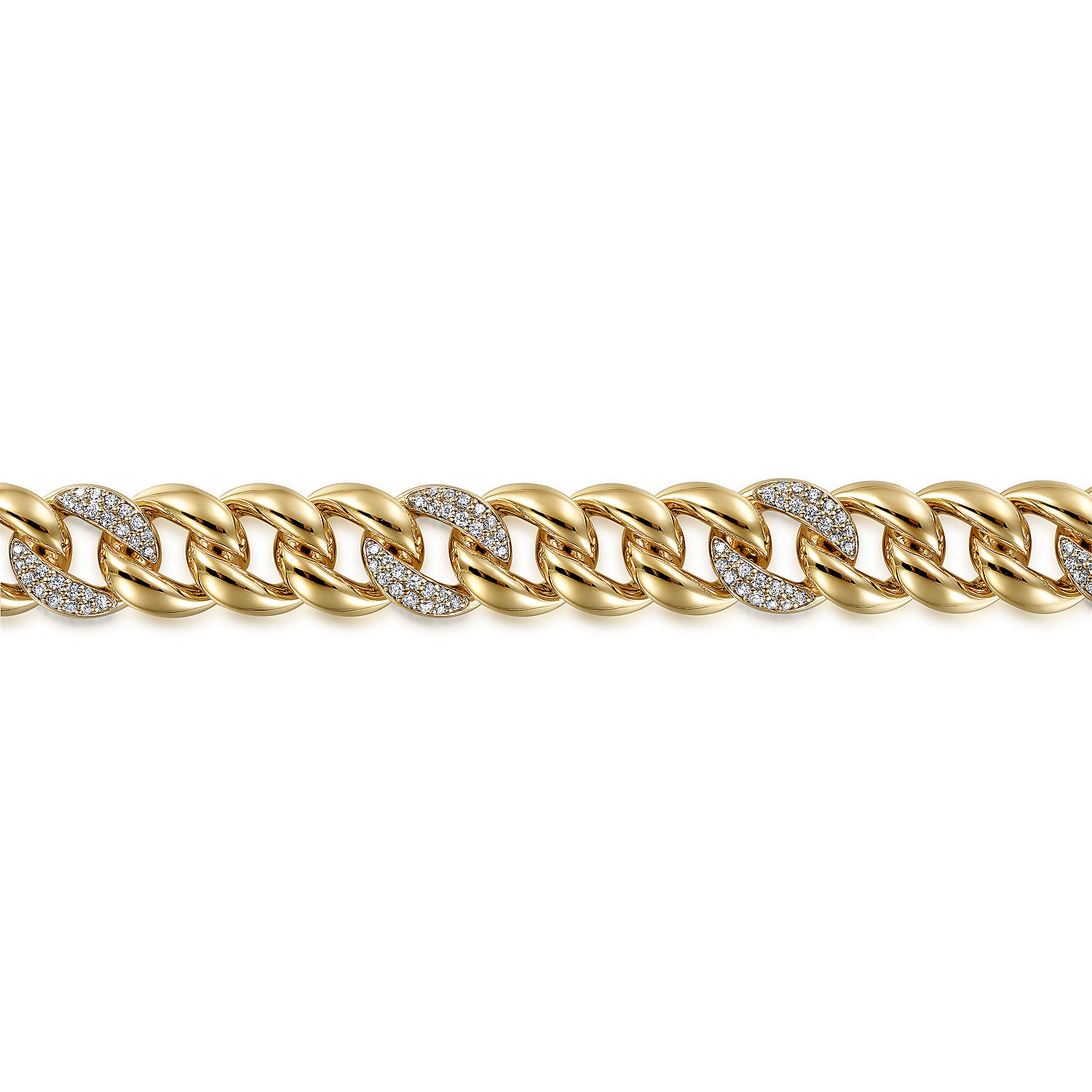 14K Yellow Gold 10mm Width Classic Plain Men's Cuban Tennis Bracelet w/Diamond in size 8 inch