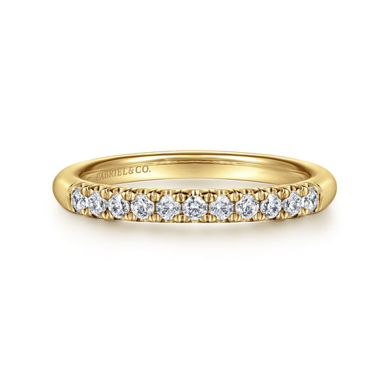 Gabriel - 14K Yellow Gold 11 Stone French Pavé Diamond Wedding Band