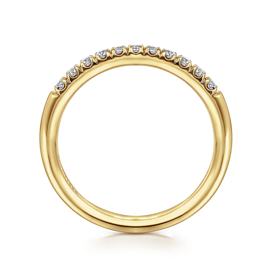 14K Yellow Gold 11 Stone French Pavé Diamond Wedding Band angle 2