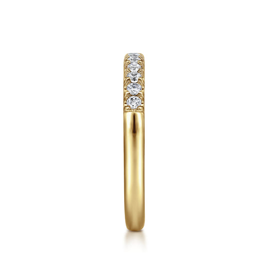 14K Yellow Gold 11 Stone French Pavé Diamond Wedding Band angle 4