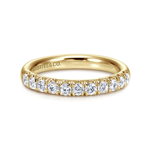 14K Yellow Gold 11 Stone French Pavé Diamond Wedding Band