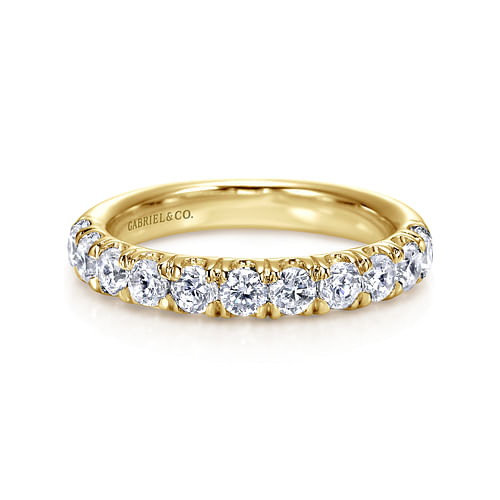 14K Yellow Gold 11 Stone French Pavé Diamond Wedding Band