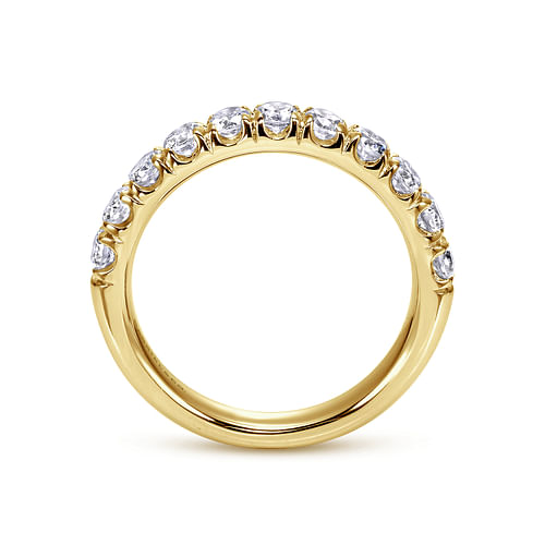 14K Yellow Gold 11 Stone French Pavé Diamond Wedding Band