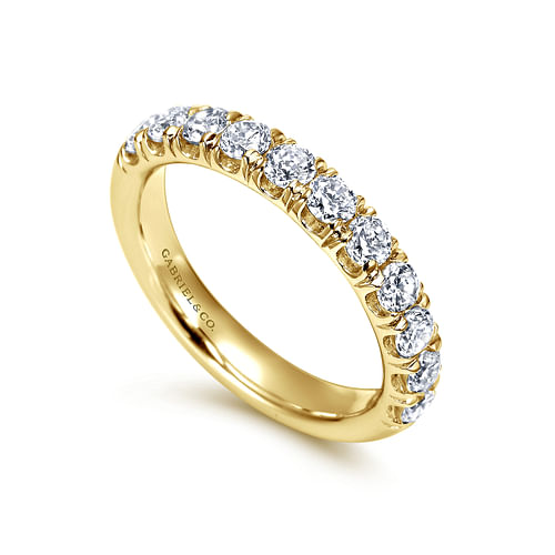 14K Yellow Gold 11 Stone French Pavé Diamond Wedding Band