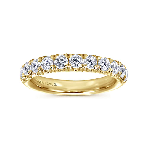 14K Yellow Gold 11 Stone French Pavé Diamond Wedding Band