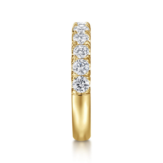14K Yellow Gold 11 Stone French Pavé Diamond Wedding Band angle 4