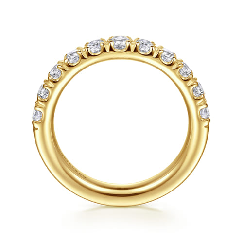 14K Yellow Gold 11 Stone French Pavé Set Diamond Anniversary Band