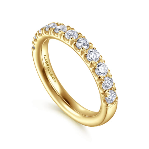 14K Yellow Gold 11 Stone French Pavé Set Diamond Anniversary Band