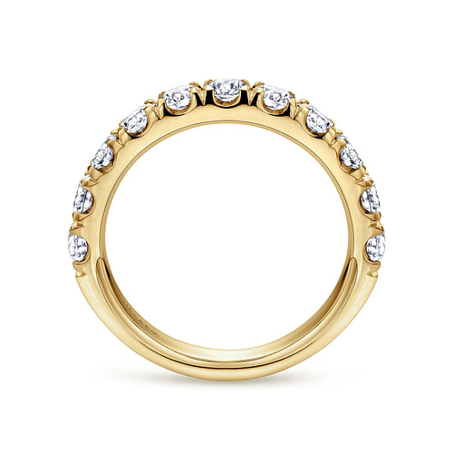 14K Yellow Gold 11 Stone French Pavé Set Diamond Wedding Band