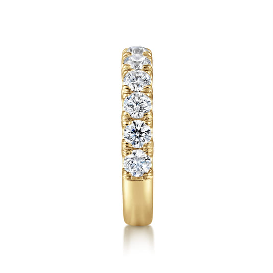 14K Yellow Gold 11 Stone French Pavé Set Diamond Wedding Band angle 4