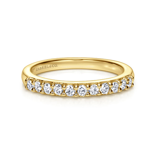 14K Yellow Gold 11 Stone Shared Prong Diamond Anniversary Band