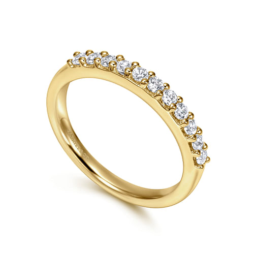 14K Yellow Gold 11 Stone Shared Prong Diamond Anniversary Band